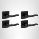 Kwikset Halifax Interior Privacy Door Handle with Lock, Door Lever For Bathroom and Bedroom, Matte Black Reversible Keyless Push Button Lock Door Lever, with Microban Protection, Square Rose