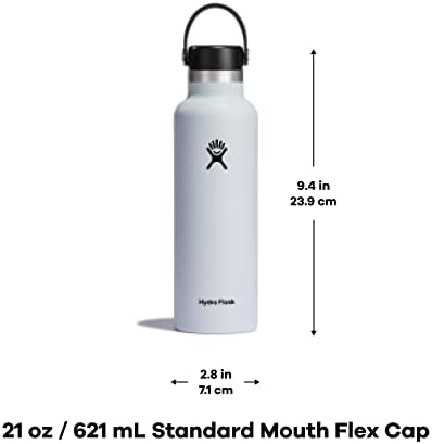 Hydro Flask Stainless Steel Standard Mouth Water Bottle with Flex Cap and Double-Wall Vacuum Insulation