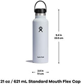 Hydro Flask Stainless Steel Standard Mouth Water Bottle with Flex Cap and Double-Wall Vacuum Insulation