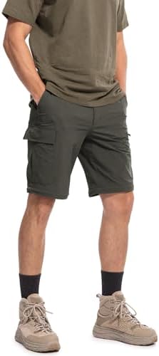 Moosehill Men's-Hiking-Pants Convertible Quick-Dry Water-Resistant Lightweight Zip-Off Outdoor with 5 Deep Pockets