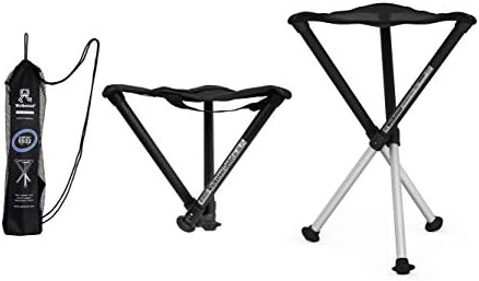 Comfort Model - Black and Silver - 3 Legged Folding Stool in Aluminium - Height 18" to 30" - Maximum Load 440 to 550 Lbs - Made in Sweden