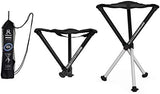 Comfort Model - Black and Silver - 3 Legged Folding Stool in Aluminium - Height 18" to 30" - Maximum Load 440 to 550 Lbs - Made in Sweden