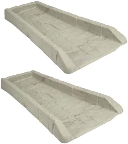 Suncast Poly Composite Easy to Use Decorative Outdoor Rain Gutter Downspout Extension Splash Block for Drains Under Gutters, Tan, 2 Pack