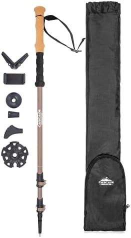 Cascade Mountain Tech Trekking Poles - Carbon Fiber Monopod Walking or Hiking Sticks with with Accessories Mount and Adjustable Quick Locks