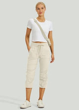 Willit Women's Quick-Dry Capris Hiking Travel Pants Striped Woven Workout Pants with Pockets Lightweight