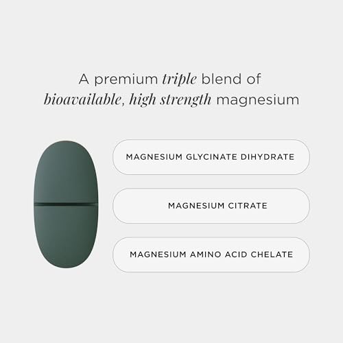 JSHealth Vitamins Double Strength Magnesium Supplements with Magnesium Glycinate & Citrate for Muscle Relaxation (60 Tablets)