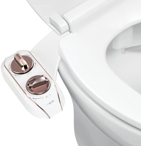 LUXE Bidet NEO 185 Plus - Patented Bidet Attachment for Toilet Seat, Innovative Hinges to Clean, Slide-in Easy Install, Advanced 360° Self-Clean, Dual Nozzles, Feminine & Rear Wash (Rose Gold)