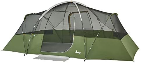Slumberjack Aspen Grove 8 Person Hybrid Dome Family Camping Tent with 2 Rooms, Room Divider, Separate Entries, Full Fly, and Vestibule Storage