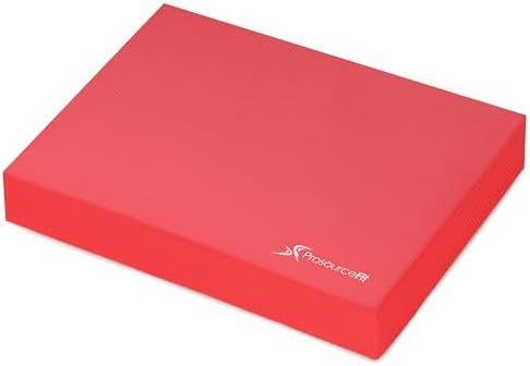 ProsourceFit Exercise Balance Pad – Non-Slip Cushioned Foam Mat & Knee Pad for Fitness and Stability Training, Yoga, Physical Therapy 15.5”x12.75”, Red