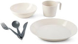 GSI Outdoors Cascadian 1 Person Table Set I 6-Piece Camping, Backpacking Mess Kit, Plastic BPA Free, Plate, Bowl, Mug, Cup & Cutlery Set