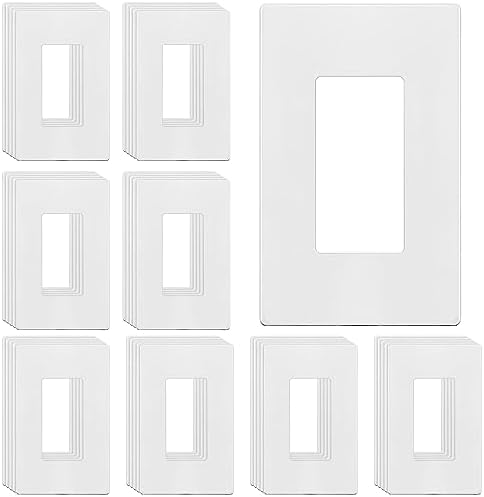 ENERLITES Screwless Decorator Wall Plates Child Safe Outlet Covers, Size 1-Gang 4.68" H x 2.93” L, Unbreakable Polycarbonate Thermoplastic, SI8831-W-40PCS, Glossy, White (40 Pack)