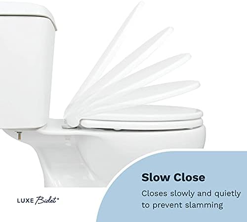 LUXE TS1008R Round Comfort Fit Toilet Seat with Slow Close, Quick Release Hinges, and Non-Slip Bumpers (White)