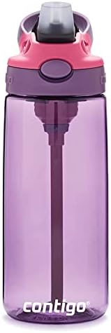 Contigo Aubrey Kids 20oz Cleanable Water Bottle with Silicone Straw, Spill-Proof Lid, Eggplant - Dishwasher Safe and Ideal for Everyday Use