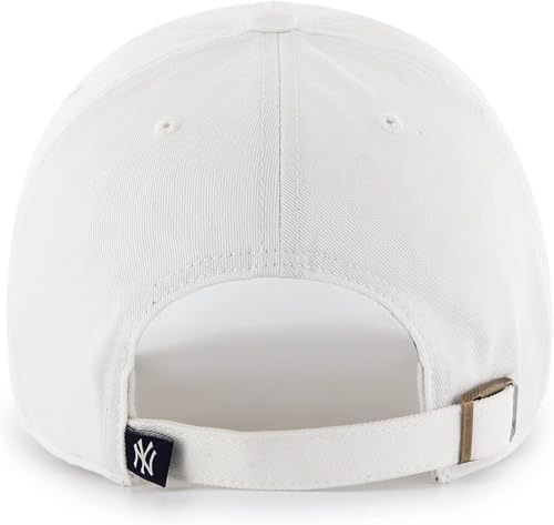 47 Brand MLB White White Primary Logo Clean Up Adjustable Baseball Cap Hat, Adult One Size Fits All