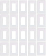 Lutron Claro Light Switch Cover Plate, 1 Gang Wallplate, for Decorator Light Switches, Rocker Light Switch Cover, Outlet Cover, Screwless Switch Plate Cover, Gloss, CW-1-WH-20, White, 20 Pack
