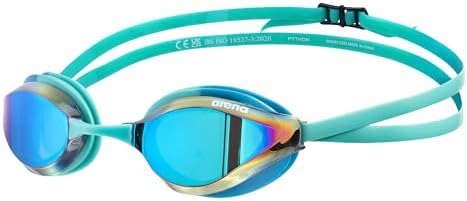 ARENA Unisex Python Racing Swim Goggles for Men and Women Anti-Fog No Leak Max Comfort Dual Strap, Mirror/Non-Mirror Lens