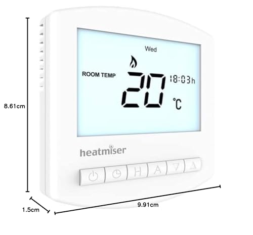 Kudos-Trading - Heatmiser Slimline V4 Programmable Room Thermostat for Water Underfloor Heating and Central Heating System Not Electric Ufh, Built In & Remote Air Sensing 3amp Mains Powered.