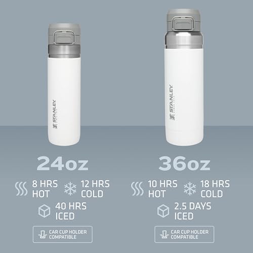 Stanley Quick Flip GO Water Bottle 24 oz | Push Button Lid | Leakproof and Packable for Travel and Sports | Insulated Stainless Steel | BPA-Free | Pomelo