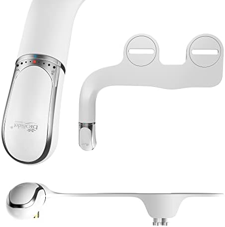 Bio Bidet SlimTwist Simple Toilet White with Dual Nozzle, Fresh Water Spray, Non Bidet Attachment, 1 Pack