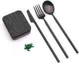 Outlery Reusable Travel Cutlery Set with Case - Portable Silverware Camping Utensils with Collapsible Fork, Knife, and Spoon for Camp and Travel