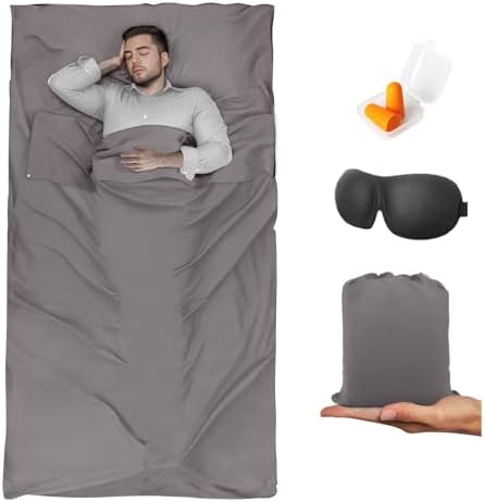 Sleeping Bag Liner,Travel Sheet & Adult Sleep Sack, Camping Sheets Travel Sleep Sack for Backpacking,Hotels & Hostels -Lightweight Single &Double Travel Sheet Camping Sheets