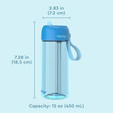 Bentgo Kids Water Bottle - Leak-Proof, Durable Tritan, BPA-Free 15 oz. Cup for Kids/Toddlers Ages 3+ - Safe Sip Spout, Carrying Handle, & Dishwasher Safe for School, Sports, Daycare & Camp (Blue)