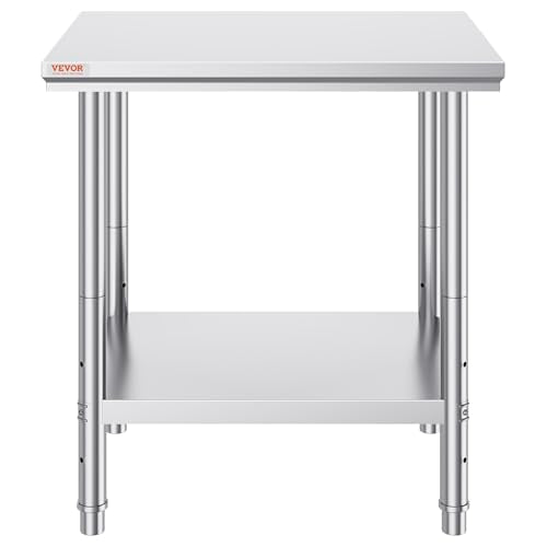 Mophorn Commercial Worktable & Workstation 24 x 30 x 32 Inch Stainless Steel Work Table Heavy Duty Commercial Food Prep Work Table for Home, Kitchen, Restaurant Metal Prep Table with Adjustable Feet