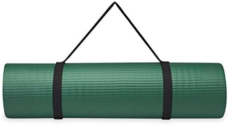 Gaiam Essentials Thick Yoga Mat Fitness & Exercise Mat with Easy-Cinch Yoga Mat Carrier Strap, 72"L x 24"W x 2/5 Inch Thick