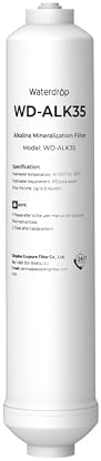 Waterdrop 𝐀𝐥𝐤𝐚𝐥𝐢𝐧𝐞 Water Filter WD-ALK35, Alkaline Filter for Reverse Osmosis System, pH Balance and Restore Minerals for RO Alkaline Filter, Under Sink Water Filter, 1/4" Quick Connect