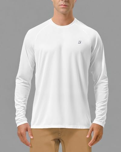Roadbox Mens UPF 50+ UV Sun Protection Shirts Outdoor Long Sleeve SPF Rash Guard for Fishing Hiking Swimming Running