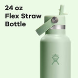 Hydro Flask 24 Oz Stainless Steel Standard Mouth Water Bottle with Flex Straw Cap and Double-Wall Vacuum Insulation