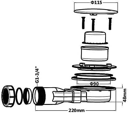 Sandy Beach Slimline Chrome Shower Bathroom Tray Waste Trap 90mm Diameter 48mm Depth