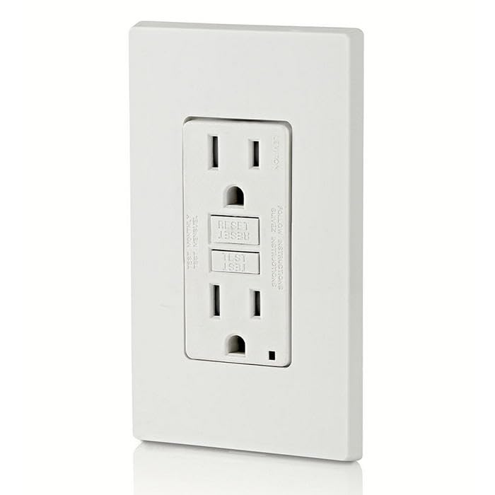 Leviton GFCI Outlet, 15 Amp, Self Test, Tamper-Resistant with LED Indicator Light, Protection from Electric Shock and Electrocution, GFTR1-W, White
