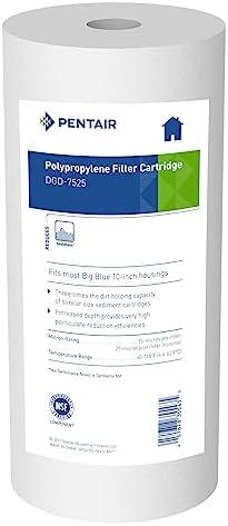 Pentair Pentek DGD-7525 Big Blue Water Filter, 10-Inch Whole House Sediment Filter Cartridge Replacement, Dual-Gradient Density Spun Polypropylene, 10" x 4.5", 25 Micron, Pack of 1