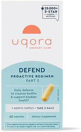 Uqora Defend - Urinary Tract Health Supplement - Support Bladder Health & Cleanse Biofilm* with D-Mannose, Green Tea Extract, Turmeric Extract & More - Gluten-Free - 60 Capsules (30-Day Supply)