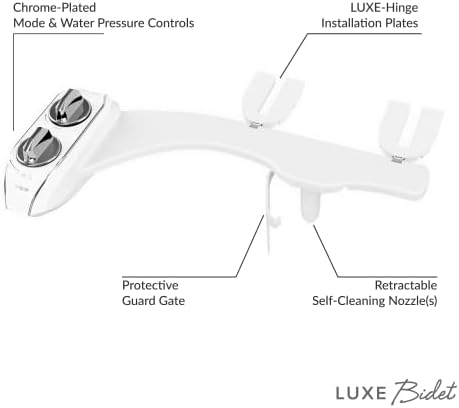 LUXE Bidet NEO 120 Plus - Patented Bidet Attachment for Toilet Seat, Innovative Hinges to Clean, Slide-in Easy Install, Advanced 360° Self-Clean, Single Nozzle, Rear Wash (Chrome)