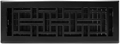 Decor Grates AJH414-BLK Oriental Floor Register, 4x14 Inches, Textured Black