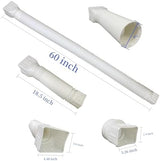 3 pack Flexible Rain Gutter Downspout Extensions,Drain Downspout Extender,Gutter Extension Flexible,Down Spout Drain Extension Pipes,Extendable from 21 to 60 Inches (3pcs white)