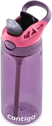 Contigo Aubrey Kids 20oz Cleanable Water Bottle with Silicone Straw, Spill-Proof Lid, Eggplant - Dishwasher Safe and Ideal for Everyday Use