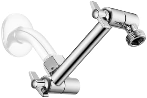 5 Inch Adjustable Shower Head Extension Arm With Locking Set Screw, Singing Rain Brass Chrome Angle Height Adjustable, Easy To Install, G1/2 Universal Connector Compatible (Chrome Finish)