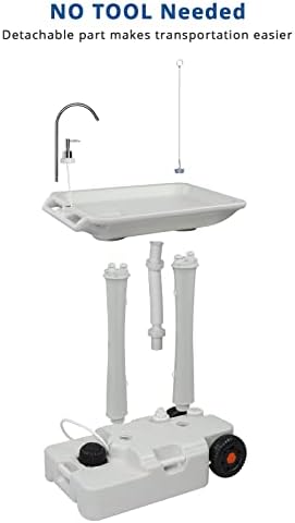 VINGLI 30L Upgraded Portable Sink| Rolling Hand Wash Basin Stand with Towel Holder & Soap Dispenser & Wheels, Perfect for Garden/Camping/Outdoor Events/Gatherings/Worksite/RV/Indoor, White