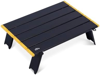 iClimb Ultralight Compact Mini Beach Picnic Folding Alu. Table with Carry Bag, Two Size (Black - S)