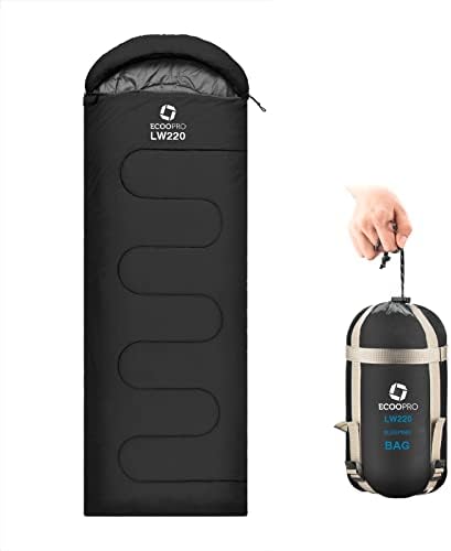 ECOOPRO Warm Weather Sleeping Bag - Portable, Waterproof, Compact Lightweight, Comfort with Compression Sack - Great for Outdoor Camping, Backpacking & Hiking-83 L x 30" W Fits Adults