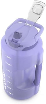 ZULU Goals Large Water Bottle Jug with Time Marker & Handle for All Day Hydration | Silicone Soft Straw with Locking Leak-Proof Lid | For Gym, Camping, Workout, and Outdoors | BPA-Free | 64oz, 128oz