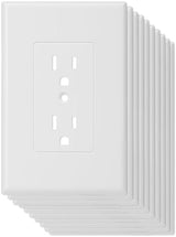 Bates Duplex Wall Outlet Covers - 10 Pack, White Wall Plates