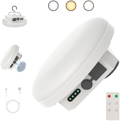 Camping Tent Light LED Rechargeable Portable Hanging Lantern with Remote,IPX5 Waterproof Outdoor Lights with Battery Power, Camp Lamp Light for Glamping Indoor Outages Car Repair