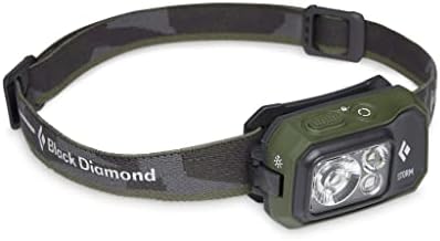 BLACK DIAMOND Storm 450 LED Headlamp, Waterproof and Dimmable Battery Powered Headlamp for Camping, Hiking, Hunting, Running, Work with Red Light Headlamp Mode, Dark Olive