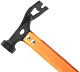 Carbon Steel Aluminum Camping Hammer, 12" Small Lightweight Three-in-One Functional Tent Stake Hammer for Hiking Kit Orange