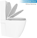 Durable Elongated Toilet Seat with Slow Soft Close - Easy to Install and Clean, Never Loosens - White, Fits Most Elongated Toilets
