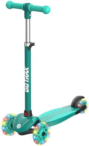 Gotrax KS1 Kids Kick Scooter, LED Lighted Wheels and 3 Adjustable Height Handlebars, Lean-to-Steer & Widen Anti-Slip Deck, 3 Wheel Scooter for Boys & Girls Ages 2-8 and up to 100 Lbs